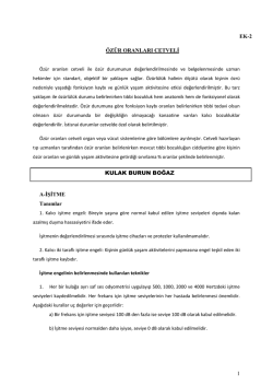 1 EK-2 ÖZÜR ORANLARI CETVELİ KULAK BURUN BOĞAZ A