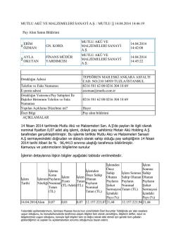 MUTLU AK&Uuml; VE MALZEMELERİ SANAYİ A.Ş. / MUTLU [] 14.04