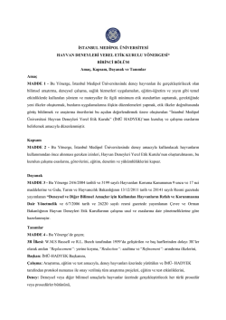 Hayvan Deneyleri Yerel Etik Kurulu Y&ouml;nergesi