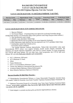 BALIKESİR &Uuml;NİVERSİTESİ YATAY GE&Ccedil;İŞ İŞLEMLERİ