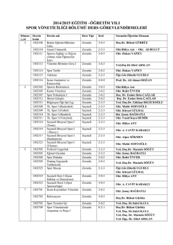 2014-2015 &Ouml;ğretim Yılı G&uuml;z Yarıyılı Spor Y&ouml;neticiliği B&ouml;l&uuml;m&uuml; Ders