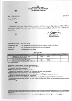 İhtiya&ccedil; Listesi - Van Halk Sağlığı M&uuml;d&uuml;rl&uuml;ğ&uuml;