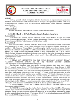 Mart 2014 Faaliyet Raporu - Rize Ticaret ve Sanayi Odası