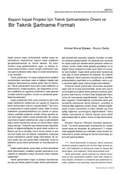 Bir Teknik Şartname Formatı