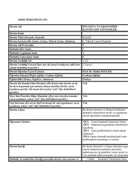 Finansta ve Ekonomide Kantitatif Y&ouml;ntemler