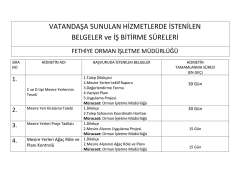 Fethiye Orman İşletme M&uuml;d&uuml;rl&uuml;ğ&uuml; Kamu Hizmet Standartları Tablosu