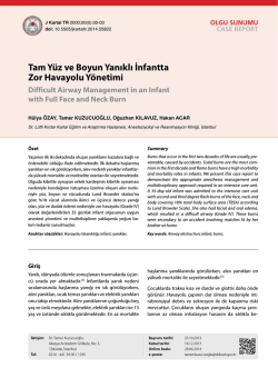 Tam Yüz ve Boyun Yanıklı İnfantta Zor Havayolu