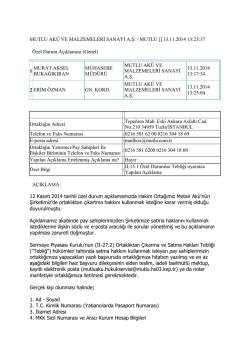 13.11.2014 13:23:37 Özel Durum Açıklaması (Genel)