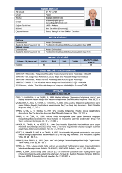KİŞİSEL BİLGİLER Adı Soyadı Dr. Ali TAMER &Uuml;nvan M&uuml;d&uuml;r Telefon