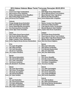 Adana Veteran Sonu&ccedil;lar (G&uuml;ncellendi) 10.03.2014