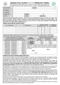 De-Ha ve Ananas Otel M&uuml;racaat Formu