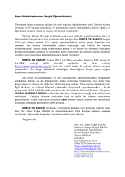 Dergi - Turkish Chemical Society