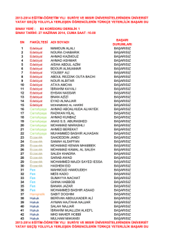 2013-2014 T&uuml;rk&ccedil;e Hazırlık B&uuml;t&uuml;nleme Sonu&ccedil;larına G&ouml;re Yılsonu