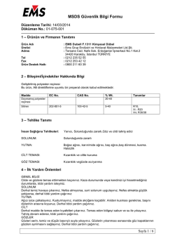 MSDS G&uuml;venlik Bilgi Formu