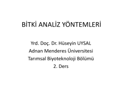 BİTKİ ANALİZ Y&Ouml;NTEMLERİ - Adnan Menderes &Uuml;niversitesi