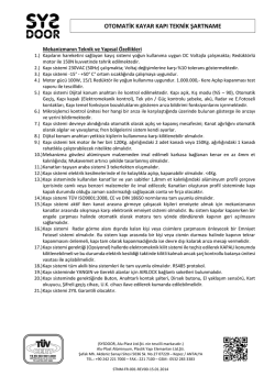 Teknik Şartname - SYSDOOR Otomatik Kapı Sistemleri