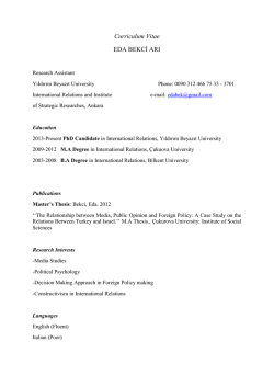 Curriculum Vitae EDA BEKCİ ARI - Yıldırım Beyazıt &Uuml;niversitesi