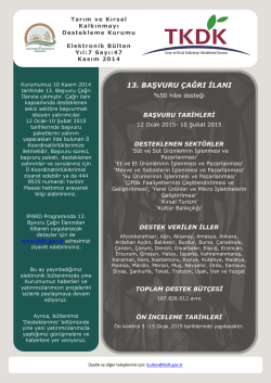 13. başvuru çağrı ilanı - Tarım ve Kırsal Kalkınmayı Destekleme