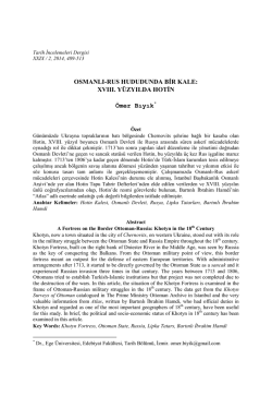 OSMANLI-RUS HUDUDUNDA BİR KALE: XVIII