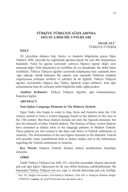 türkiye türkçesi ağızlarında oğuzca dışı dil unsurları