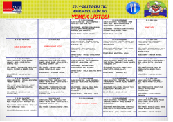 Ekim Ayı Yemek Listesi