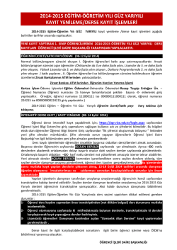2014-2015 eğitim-&ouml;ğretim yılı g&uuml;z yarıyılı kayıt yenileme/derse kayıt