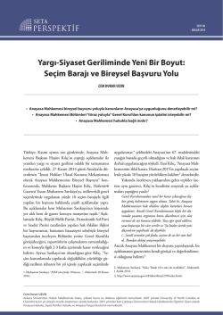 Se&ccedil;im Barajı ve Bireysel Başvuru Yolu