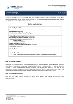 Lider Faktoring A.Ş Fiyat Değer Tespit Raporu