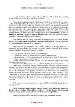 Ġ L A N ERDEMLĠ MĠLLĠ EMLAK M&Uuml;D&Uuml;RL&Uuml;Ğ&Uuml;NDEN Aşağıda