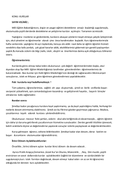 KONU: KURSLAR SAYIN VELİMİZ