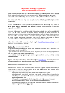 duyuru - Ankara İtalyan K&uuml;lt&uuml;r Merkezi