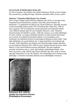 Eczacılık S&uuml;merlerle Başladı