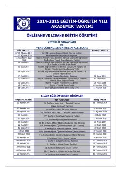 2014-2015 eğitim-&ouml;ğretim yılı akademik takvimi