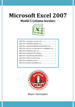 excel mod&uuml;l&uuml; &ccedil;alışma soruları