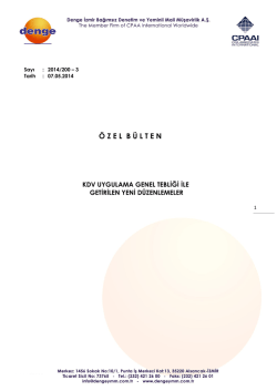 KDV Uygulama Genel Tebliği ile Getirilen Yeni D&uuml;zenlemeler