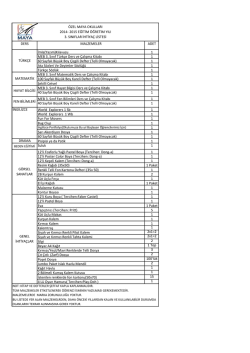 3.Sınıf ihtiya&ccedil; listesi