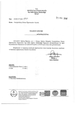 İl&ccedil;e Milli Eğitim M&uuml;d&uuml;rl&uuml;ğ&uuml; Yazısı