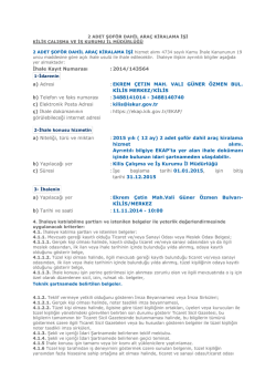 İhale Kayıt Numarası : 2014/143564 a) Adresi : EKREM &Ccedil;ETIN MAH