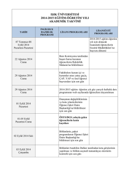 ışık &uuml;niversitesi 2014-2015 eğitim