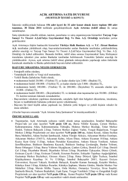 A&ccedil;ık Artırma Duyurusu