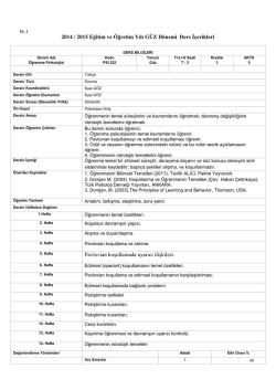 &Ouml;ğrenme Psikolojisi PSI 222 Ders İ&ccedil;eriği