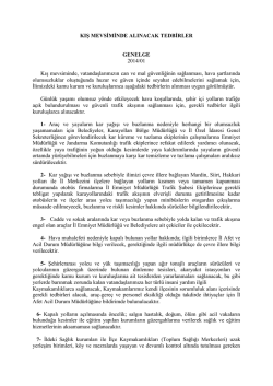 "Kış Mevsiminde Alınacak Tedbirler" konulu genelge için tıklayınız