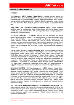 Sekt&ouml;r ve Şirket Haberleri