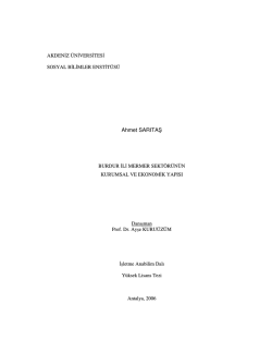 Burdur İli Mermer Sekt&ouml;r&uuml;n&uuml;n Kurumsal ve