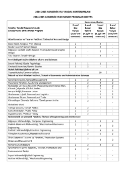 2014-2015 akademik yılı yandal kontenjanları 2014