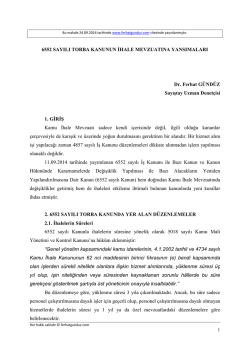 6552 SAYILI TORBA KANUNUN ĐHALE MEVZUATINA