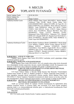 Ocak 2014 Meclis Tutanağı - Rize Ticaret ve Sanayi Odası