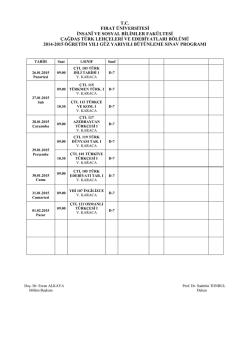 2014-15 G&uuml;z D&ouml;nemi B&uuml;t&uuml;nleme Sınav Programı