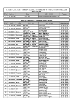 Cumhuriyet Savcıları Ekim Ayı N&ouml;bet Listesi