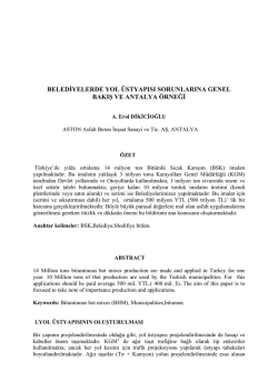 belediyelerde yol &uuml;styapısı sorunlarına genel bakış ve antalya &ouml;rneği